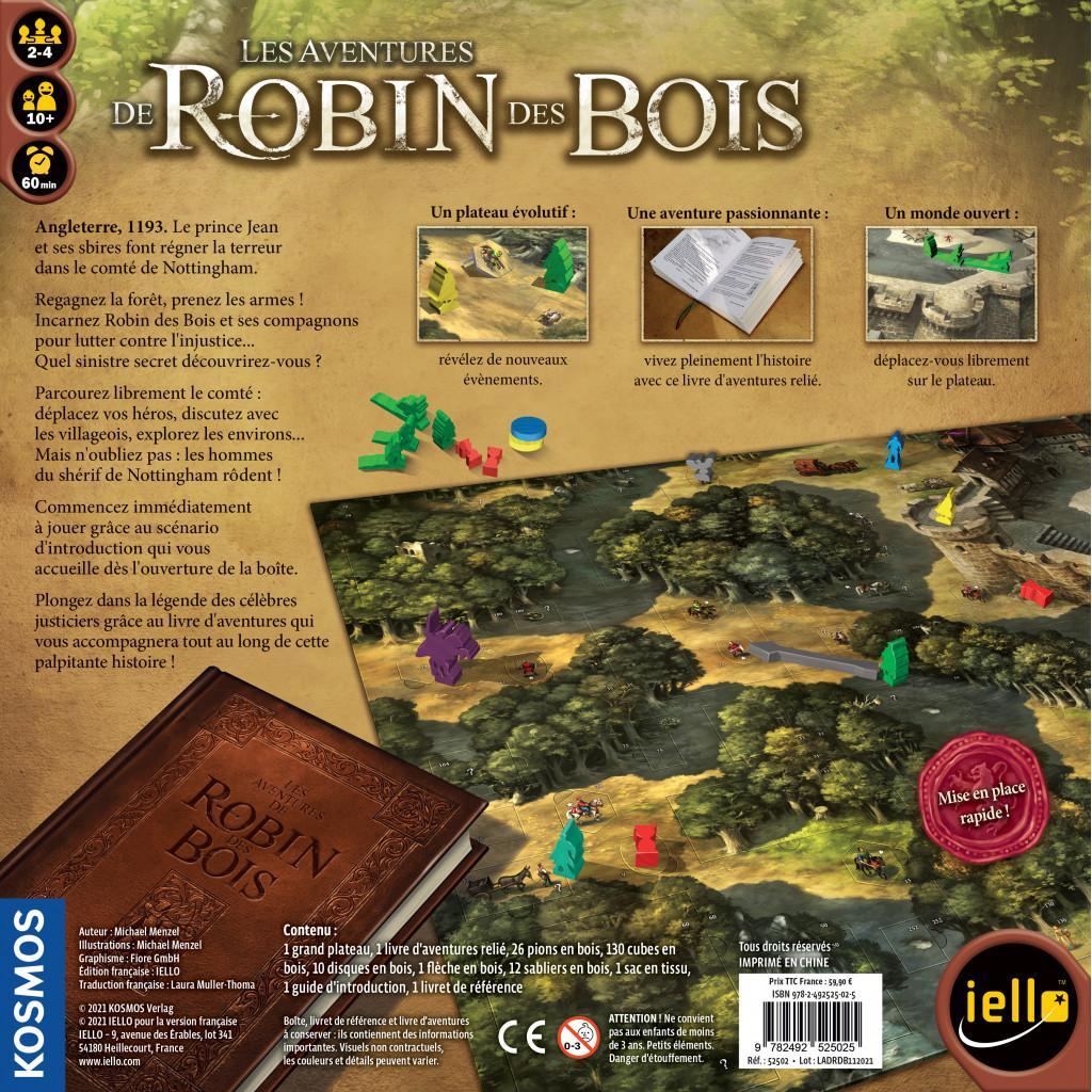 le dos de la boite de jeux des Aventures de Robins de Bois